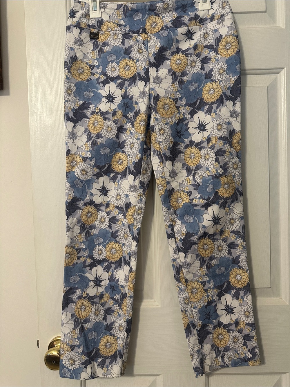 LISETTE Floral Straight Leg Jeans in Blue, Yellow, White